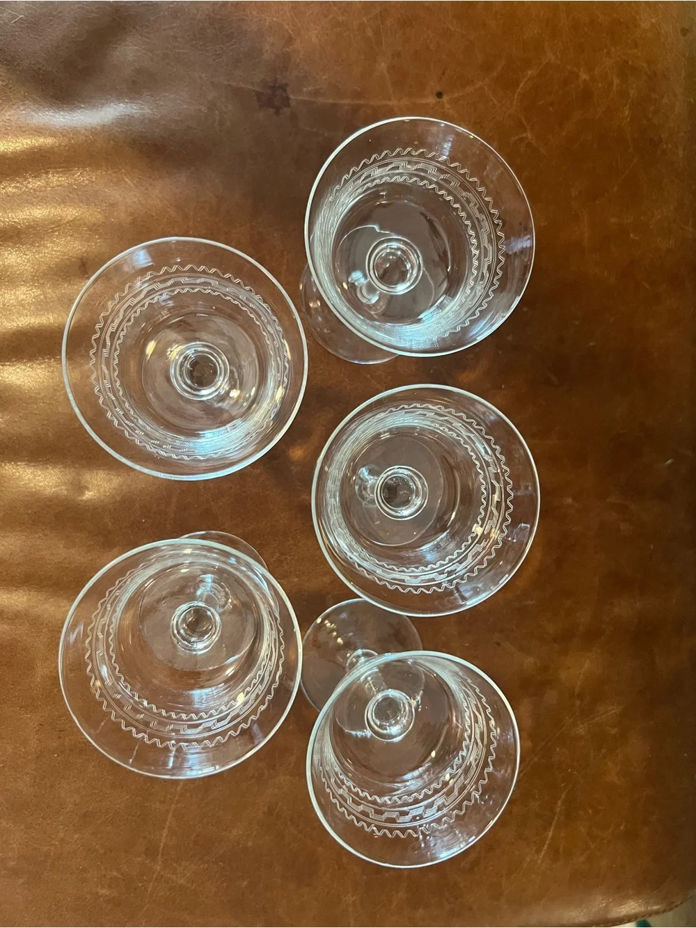 Etched Clear Glass Dessert Coupes - Set of 5